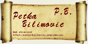 Petka Bilimović vizit kartica